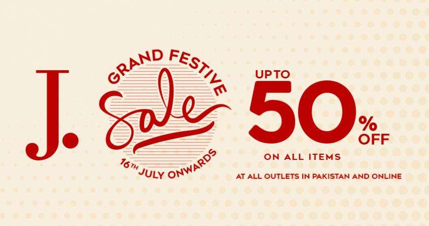 J. Junaid Jamshed Grand Festival Sale UP TO 50 OFF From July 2020