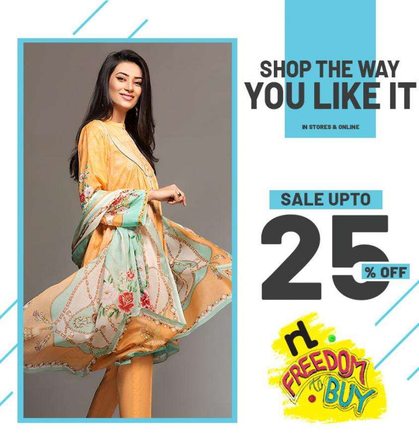 Nishat Linen Sale Freedom Upto 25%  Aug 2020